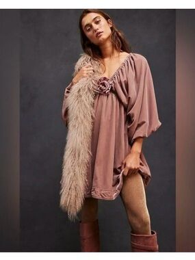 Free People velvet mini dress S
